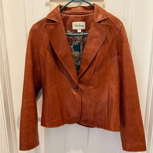 Neiman Marcus Vintage buttery soft brown Women's Tan Leather Blazer